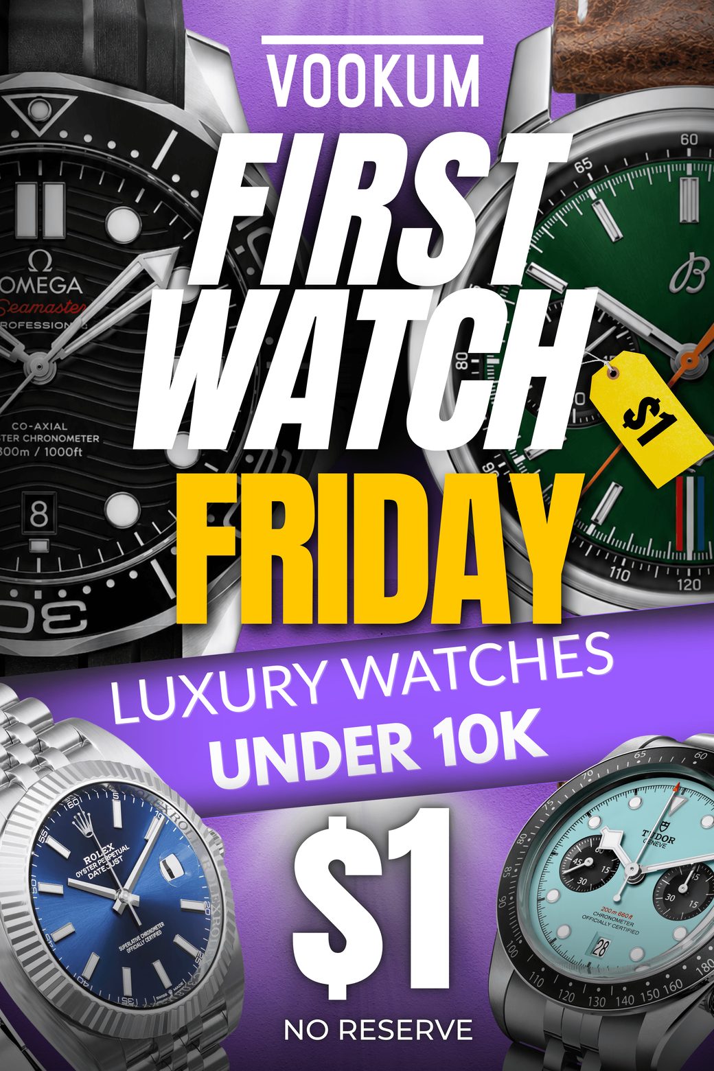 Vookum First Watch Friday promotional graphic for luxury watches